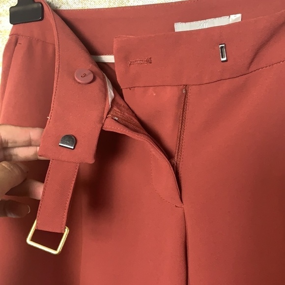 H&m dark peach dress pants with belt/buttons design size 4 - Picture 5 of 15